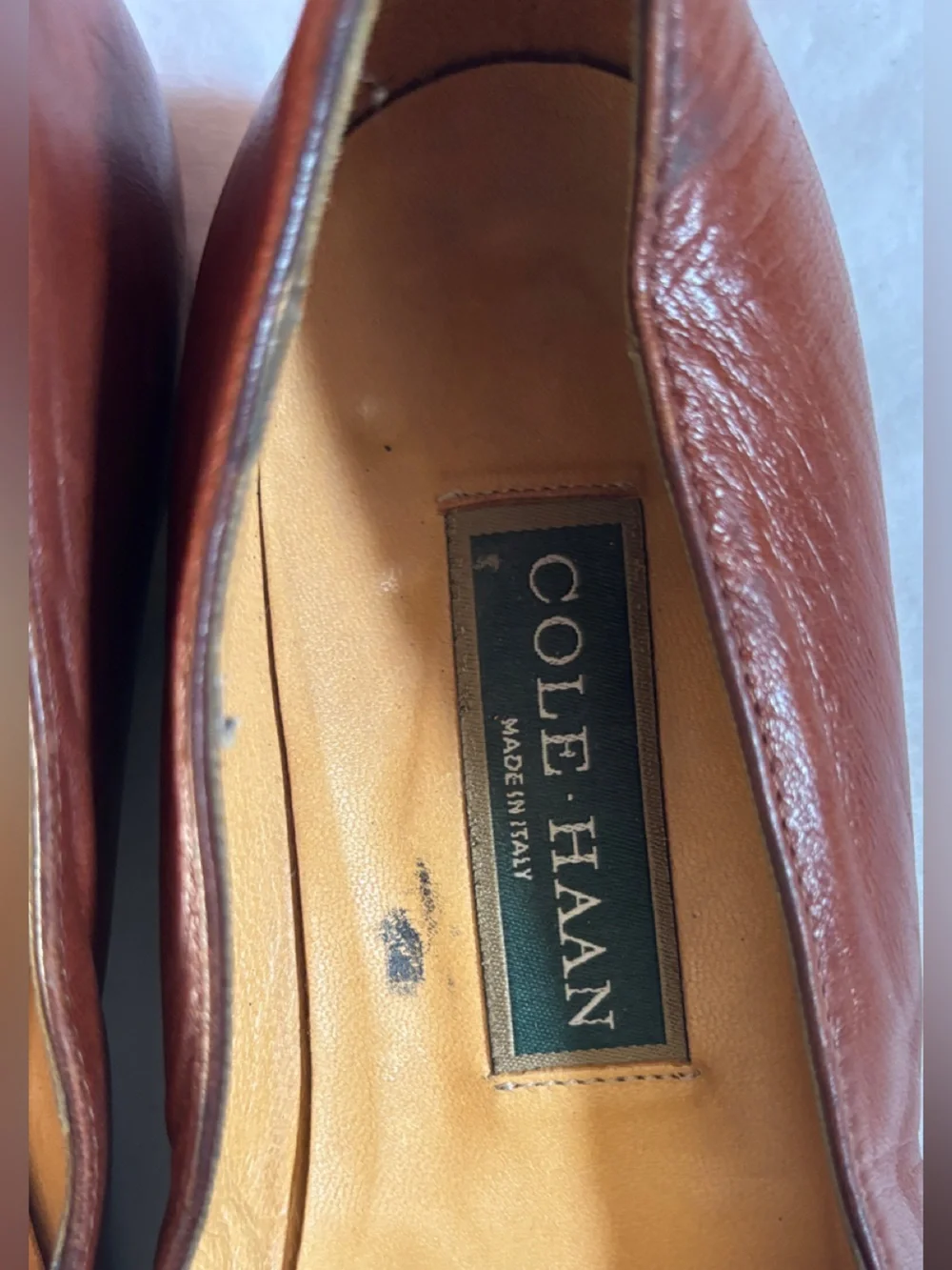 Cole Haan Women 7B Brown Leather Loafers Made in Italy Vintage Slip On Flats